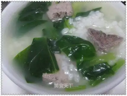 Spinach pork liver porridge