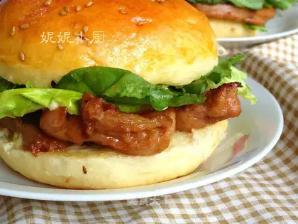 Chicken steak burger fork