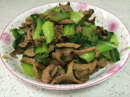 Mushrooms, fried meat