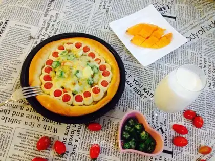Pie pizza with ham