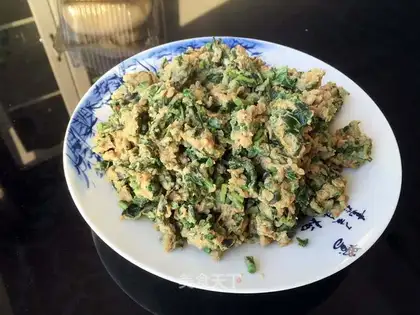 Fried eggs with sprouts