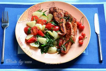 Fried salmon