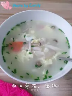 Fresh summer mushroom egg soup