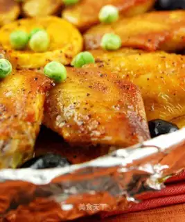 French black pepper honey sauce roasted potatoes wings