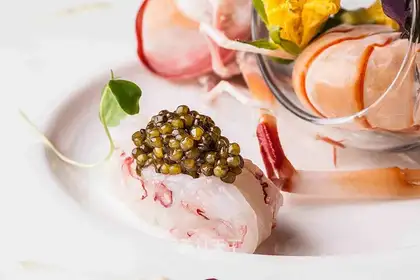 Caviar shrimp salad