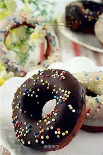 Chocolate-colored donuts