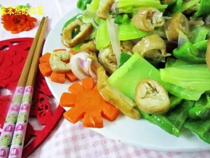 stir-fried pork sausage with mixed vegetables