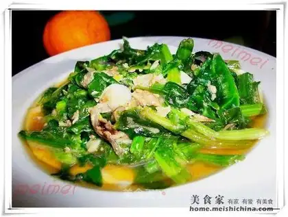 Salted fish and spinach