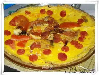 Tomato sausage and fried eggs