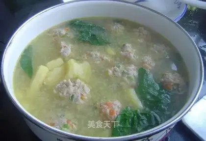 Rice tofu meatball soup
