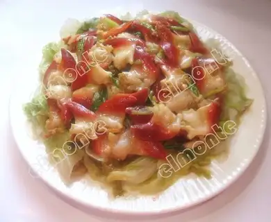 Arctic shellfish mixed with spring onions
