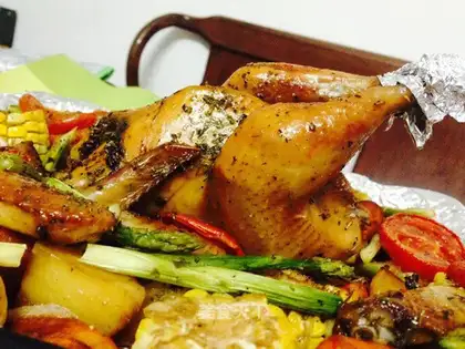 A lemon roast chicken