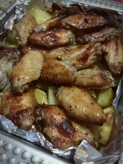 A roasted potato chicken wing