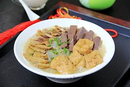 Duck blood fan soup
