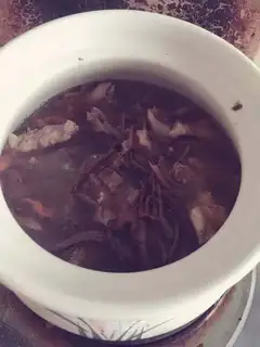 Tea, mushroom, chicken soup