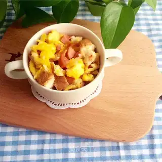 Toast egg ham rice