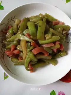 Sausage fried green eggplant