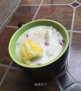 Coconut juice corn chicken soup