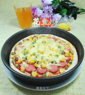 Blue bean corn and ham pizza