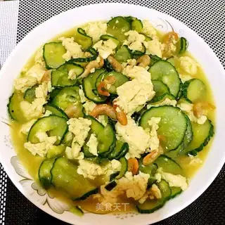 cucumber shrimp fried eggs
