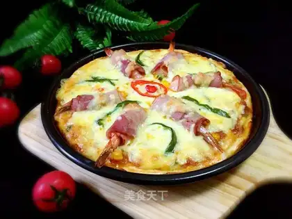 Bacon shrimp pizza