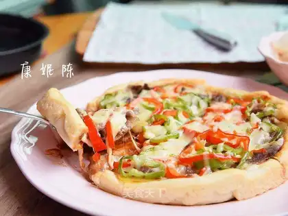 Potato beef pizza