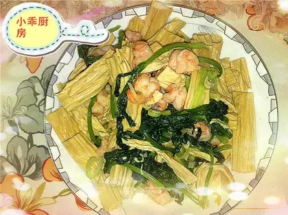 stir-fried tofu with celery and vegetable leaves