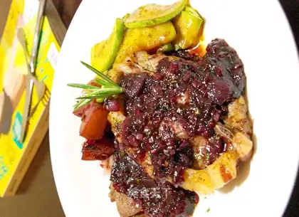 Russian fried lamb chops in red wine
