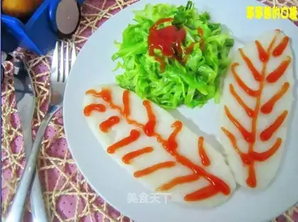 Tomato sauce rice cake and cabbage