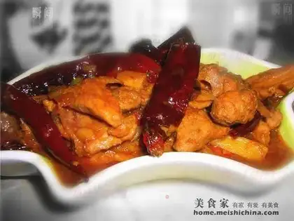 Dried spicy chicken with plum sauce