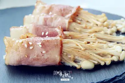 Bacon pins and mushrooms