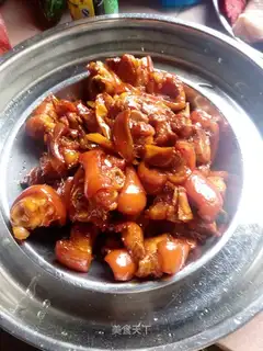 Red burning pig hoof