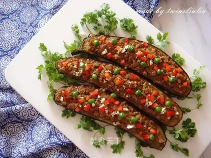 Flaming mushroom roast eggplant