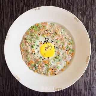 Baby eats veggie meat and eggs