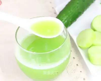 Baby eats cucumber juice