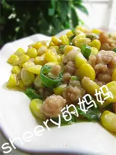stir-fried meat paste with corn kernels