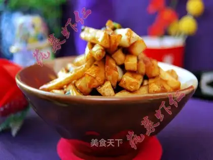 braised rice bamboo strips in oil