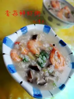 Mushroom and fresh shrimp porridge