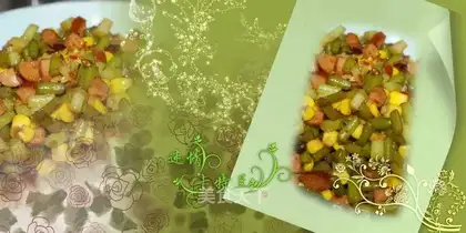 Garlic moss and corn sausage diced