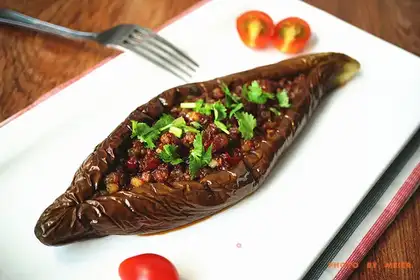 Garlic pasta roast eggplant