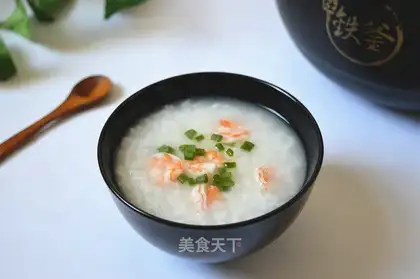 Onion shrimp congee