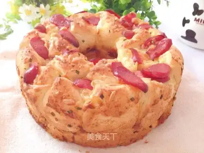 Sausage cheese hand tore bread