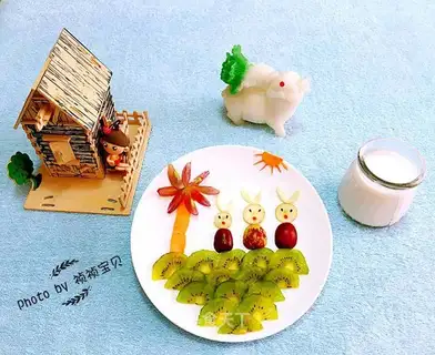 Three happy rabbits
