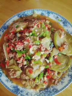 Meat and eggplant