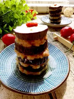 Tasty eggplant tower