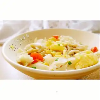 Eggs and yellow mushrooms