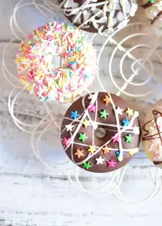 Black and white chocolate doughnuts