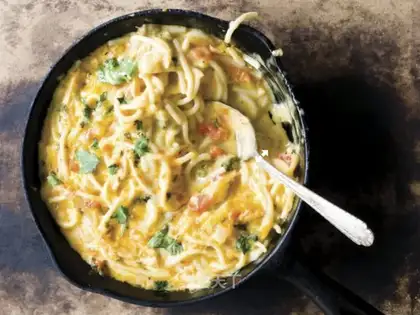 Chicken cheese, Italy. Noodles
