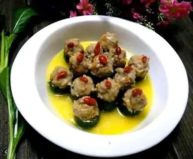 cucumber meatball tower