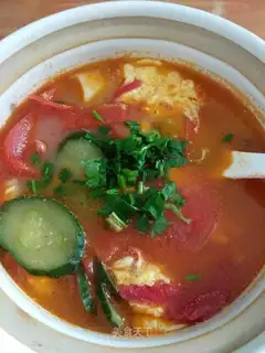 Potato cucumber egg soup
